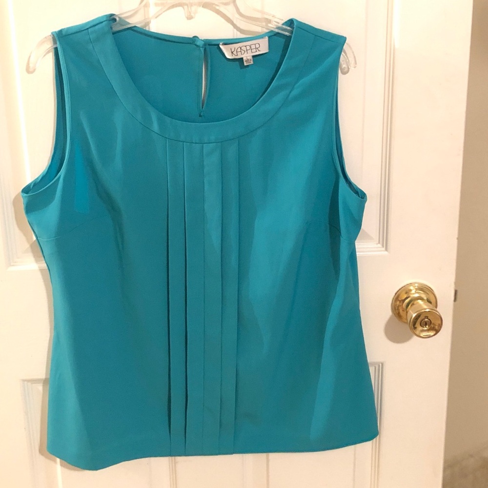 Kasper Turquoise Sleeveless Blouse